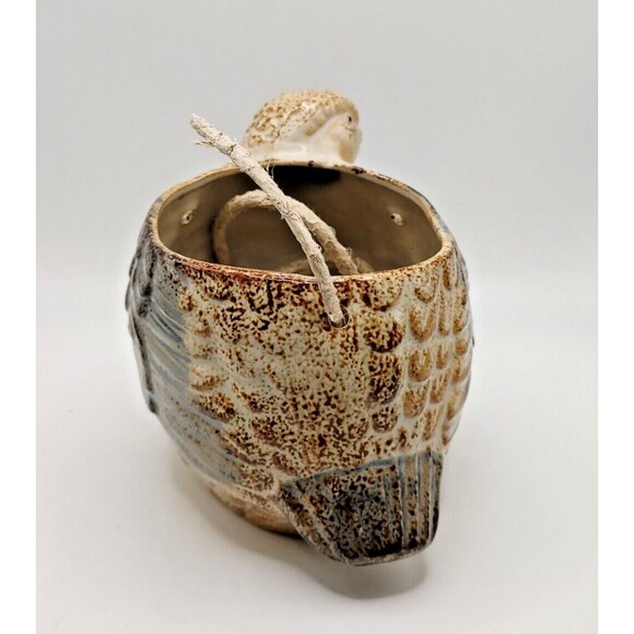 Vintage Pottery BIRD HEN String Twine Holder Folk Art Hand Painted - Picture 4 of 8